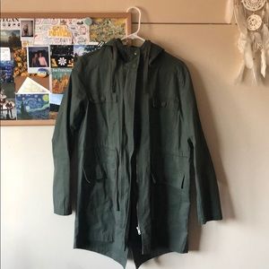 olive green zip up jacket